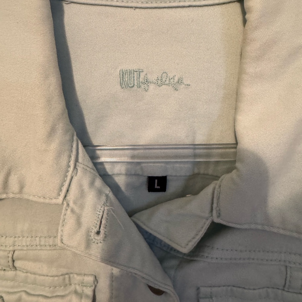 Women's mint green Denim Jacket - Picture 2 of 4